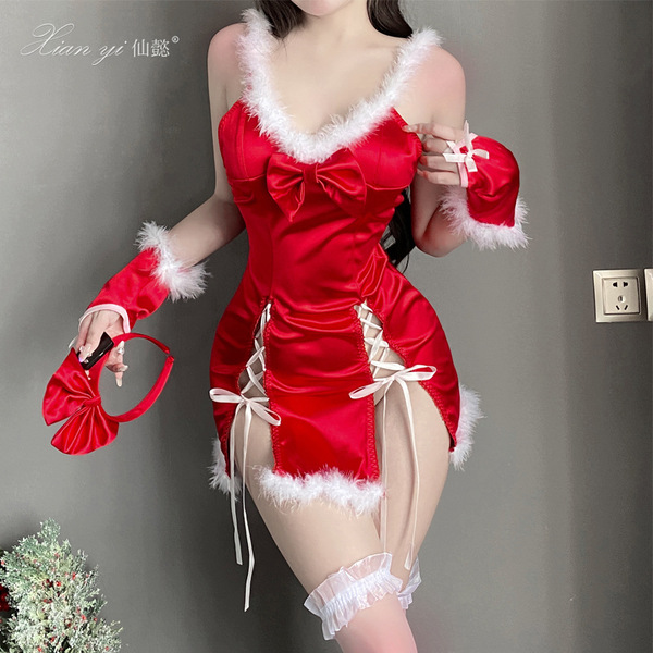 Xianyi christmas lingerie set - qqny uniform style sensual open-crotch naughty outfit for women, festive sexy nightwear