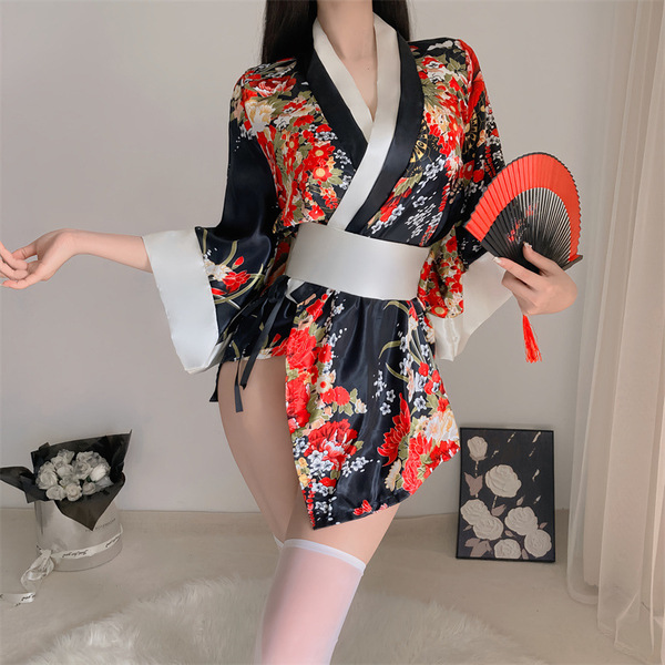 Elegant yasamii japanese-inspired kimono lingerie set featuring floral design, perfect for role play and cosplay with stylish...