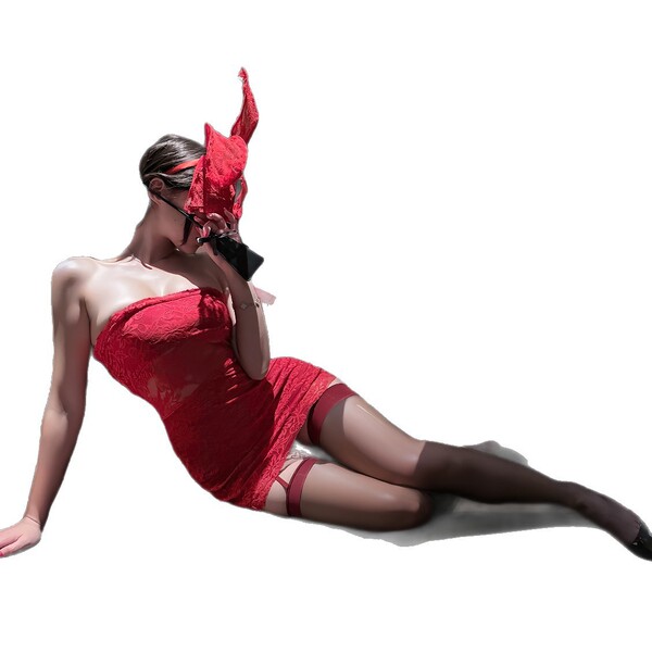 Sexy red lace corset mini dress, perfect for new year eve party outfits, offering elegant bodycon fit.