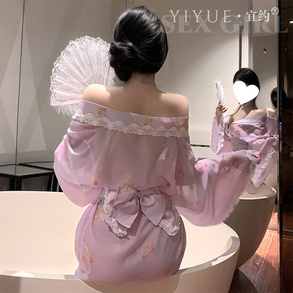 Yiyue original kawaii bunny kimono lingerie set - japanese style sexy pure-allure roleplay costume for women, featuring a del...