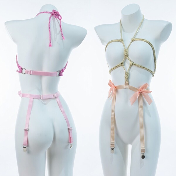 Genuine yun sensual bondage bodysuit featuring rope bondage elements, designed for women with a sexy aesthetic. includes gart...