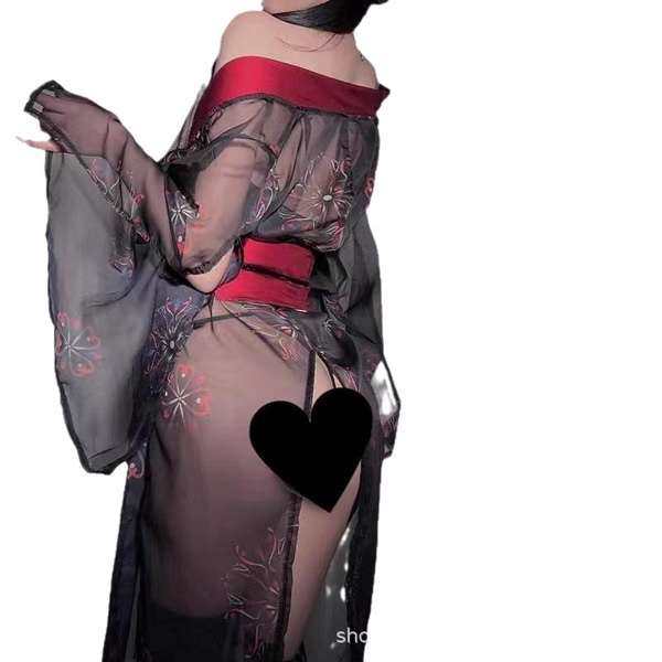 Vintage lace sheer sleep set with floral patterns, elegant design for romantic nightwear.