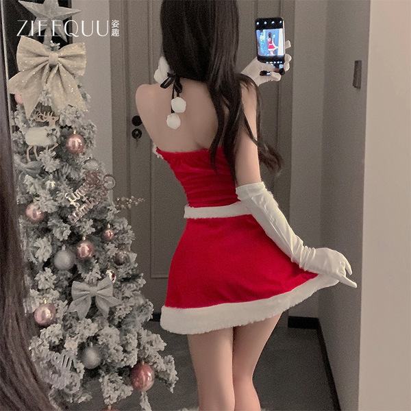 Zifequu christmas sexy lace teddy set - cute plush holiday lingerie outfit for women, festive costume & new year outfit