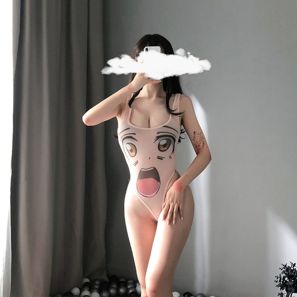 Japanese anime-inspired one-piece swimsuit featuring a playful schoolgirl design, perfect for cosplay enthusiasts seeking a s...