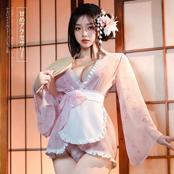 A charming maid costume featuring a cute bunny design, perfect for japanese-style sleepwear. includes a playful bow and adora...