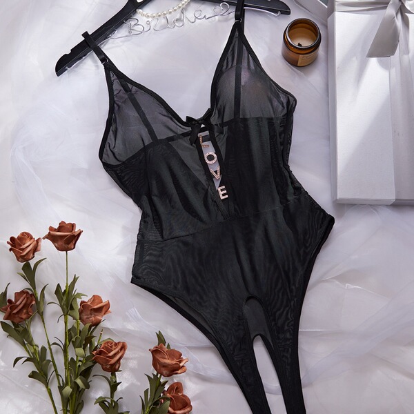 Luxury lace bodysuit for women featuring sheer design and full lace detailing, perfect for intimate wear.