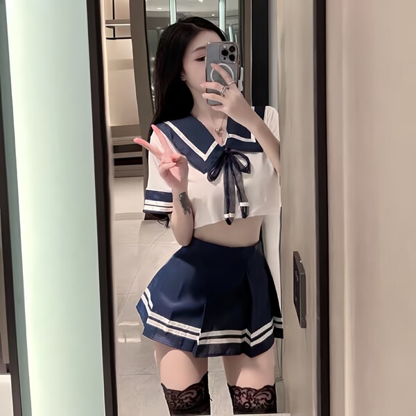 Seductive jk uniform with sexy lingerie set, featuring a charming sailor style design perfect for couples.