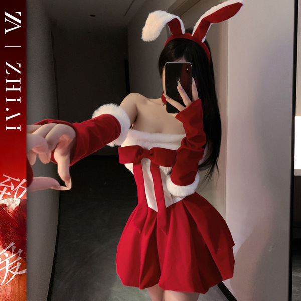 Red velvet christmas lingerie set - sexy & sweet womens holiday costume outfit for cosplay & parties