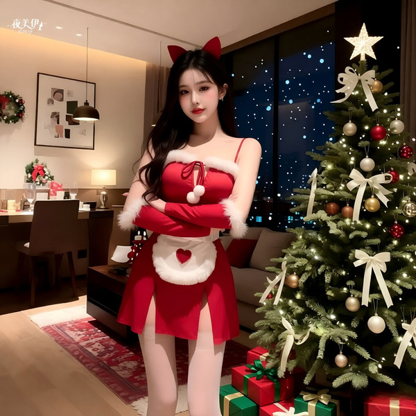 Sexy maid costume christmas outfit - bunny girl cosplay dress, kawaii japanese princess lingerie dress for new year party, fe...