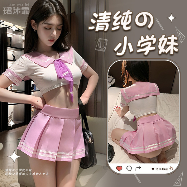 Sexy student uniform lingerie set - busty jk style sailor outfit for role play & cosplay, featuring a cute schoolgirl design ...