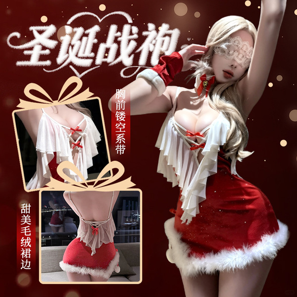 Sexy new year lingerie dress - plush strapless christmas costume for role play & seductive outfits, featuring festive design ...