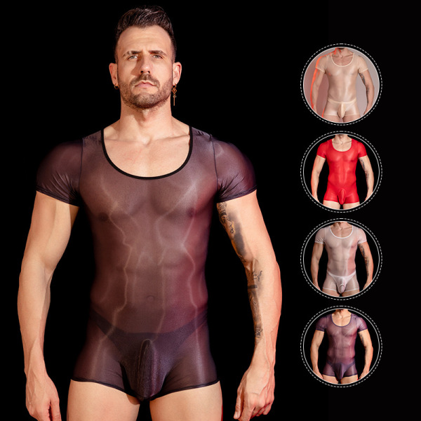 Muscular man wearing 2024 mens cooling seamless shapewear bodysuit, lightweight compression underwear in multiple colors.