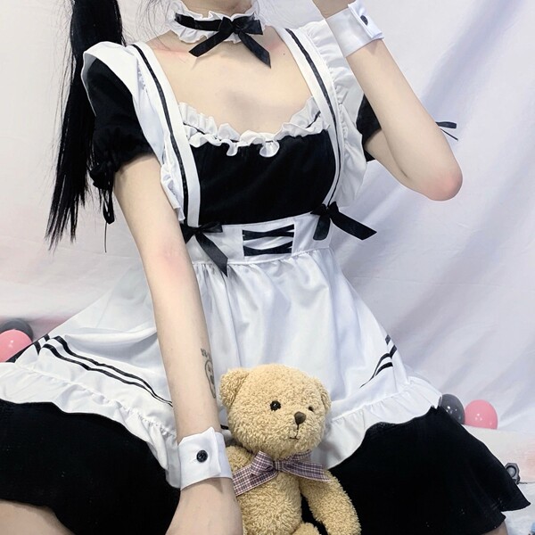 Adorable Japanese Lolita Maid Dress - Cute Soft Girl Anime Costume for Daily Wear & Stage Performance