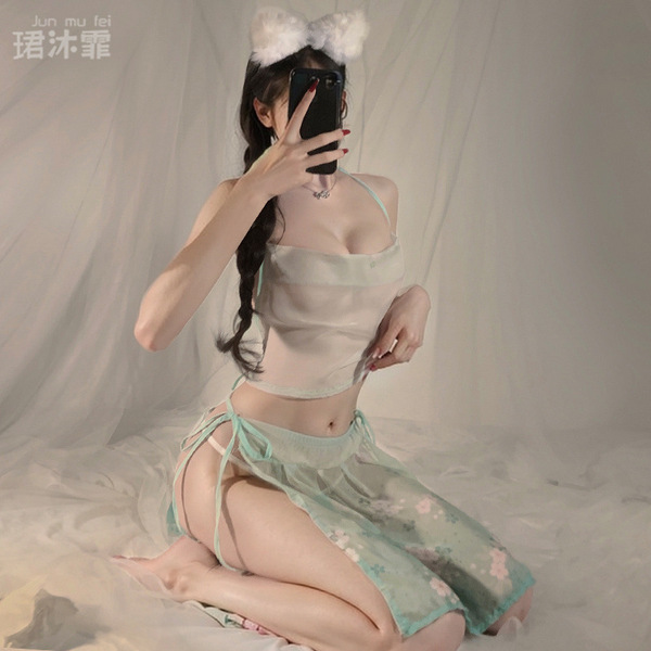Ancient Chinese Style Lingerie Set - Silk Belly Band Bodysuit, Seductive Sleepwear & Playwear for Women