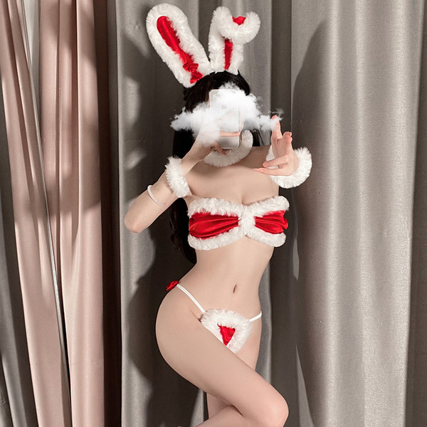 Christmas Bunny Costume for Women - Sexy Holiday Lingerie Set, Naughty Santa Outfit & Festive Roleplay Attire