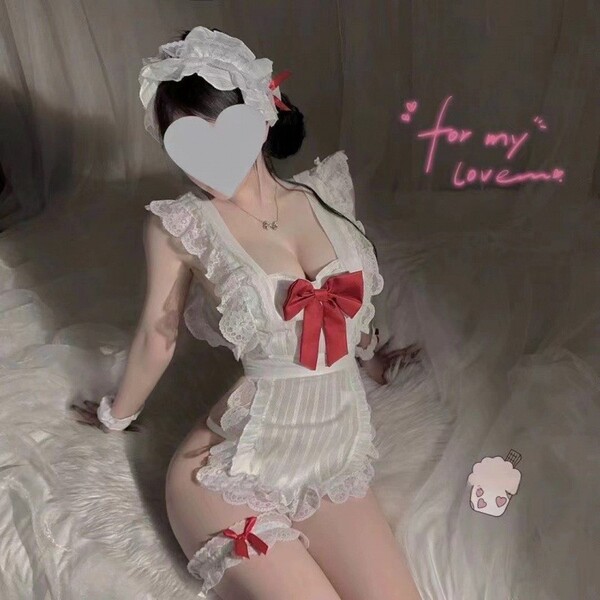 Cute Butterfly Backless Maid Costume - Pure & Tempting Lace Apron Outfit with Tied Waist & Cheeky Cut-Outs