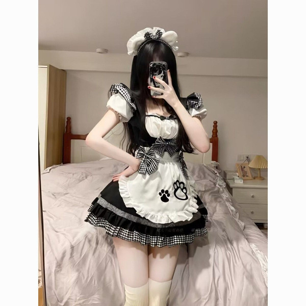 Cute Maid Dress with Cat Ears - Plus Size Lolita Style Maid Costume for Women