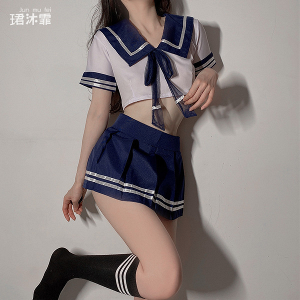 Cute Student-Style Lingerie Set for Women - Sexy Short Skirt JK Uniform Outfit, Plus Size Temptation Ensemble
