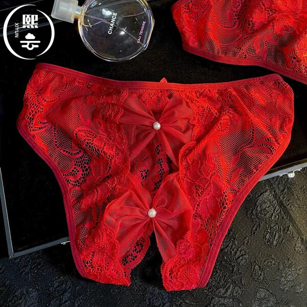 Escape Princess Lace Cotton Bikini Panties for Women – Romantic Pink Sheer Floral Underwear