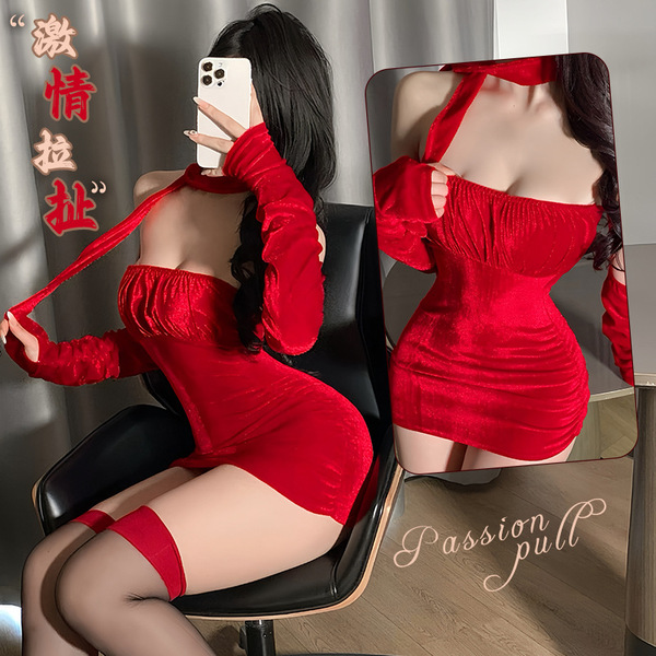 Fan Lei New Year Christmas Uniform Wrap Dress – Valentine's Day Party Outfit & Lingerie Sleepwear Set