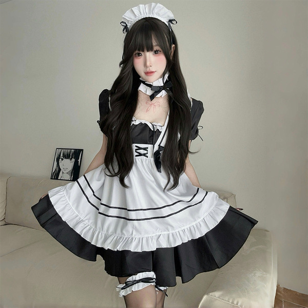 Japanese maid dress for women, cute anime cosplay lolita outfit, soft girly kawaii costume for daily wear and cosplay.