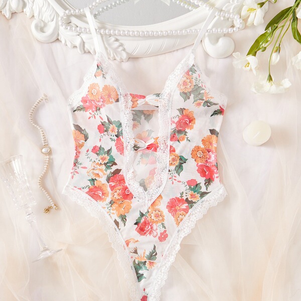 Lace Sheer Bodysuit for Women – Sexy European-Style Erotic Lingerie, Ultra-Feminine Full-Lace Transparent Bodysuit