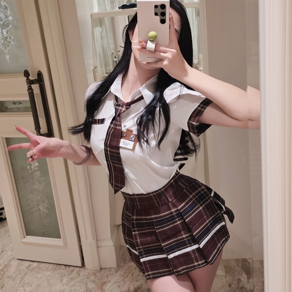Long Night Sexy Lingerie Set - Cosplay Student Uniform Skirt Outfit for Women, JK Style Erotic Costume