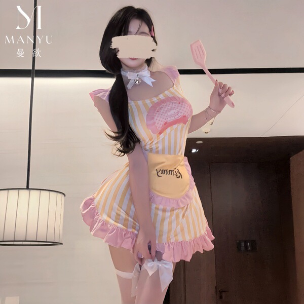 Mandyu chef maid lingerie set - sweet & sexy french maid costume with apron, cute erotic outfit for women