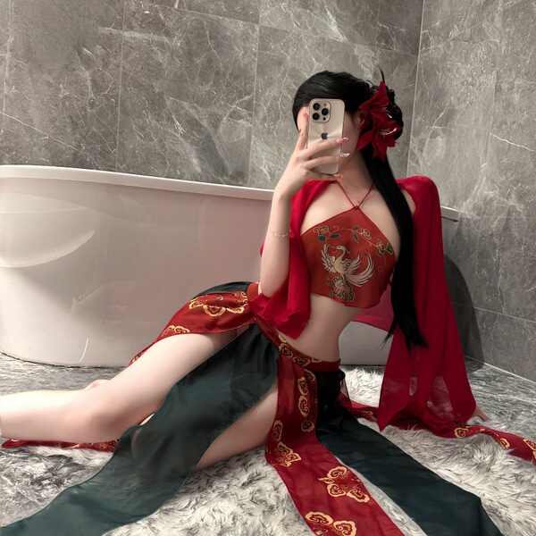 Night Silk Sensual Lingerie Set – Elegant Hanfu-Inspired Seductive Chinese Costume Outfit for Women