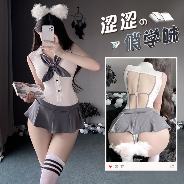 Qingruohan school uniform lingerie set - seductive no-remove bodysuit for intimate moments, sexy & playful design