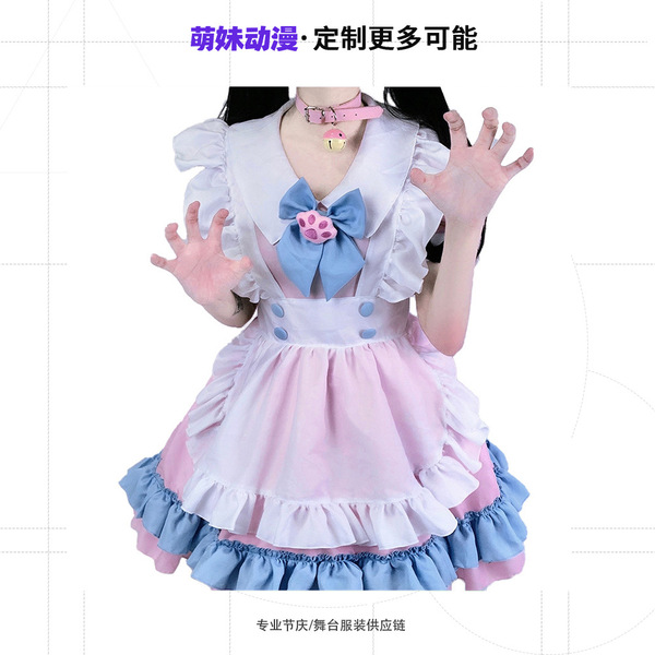 S4XL Plus Size Maid Dress - Cute 4-Color Lolita Dress with Oversized Bow, Custom Factory Made