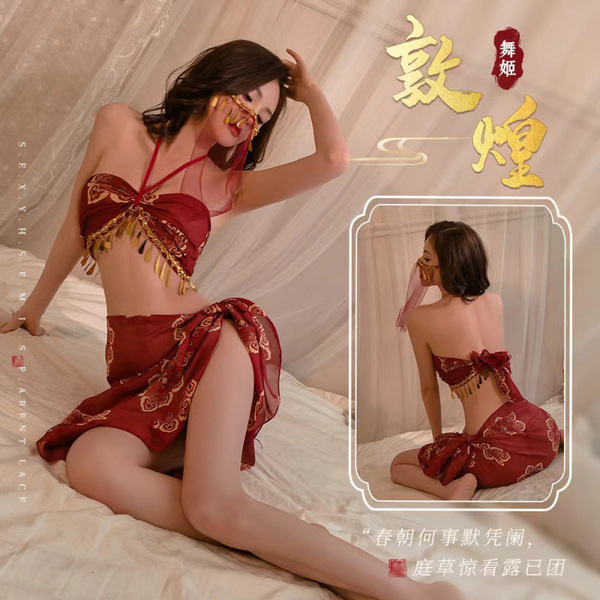 Sensual hanfu lingerie set - -inspired silk belly dance bodice & palace-style erotic outfit, featuring intricate designs and...