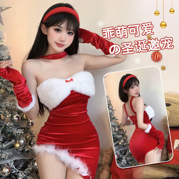 Sexy christmas bunny costume for women - naughty holiday lingerie set, festive erotic outfit & new year party wear