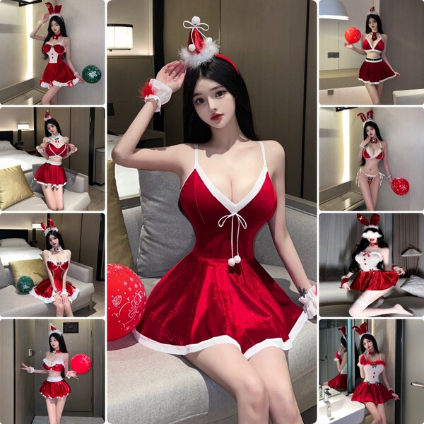 Sexy christmas costume lingerie set - holiday role play dress & seductive outfit for festive nights, featuring festive red an...