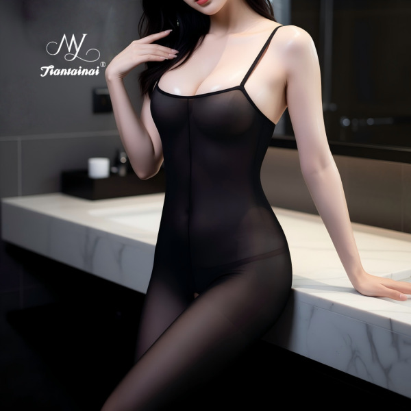 Sexy Transparent Bodysuit & Stockings Set for Women – Seductive Lace Thong Bodysuit, Plus Size No-Remove Lingerie Outfit