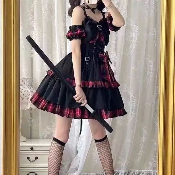Sleeveless Off-Shoulder Waist Dress for Women – Stylish Plaid Bodycon Fit & Flattering Summer Dress