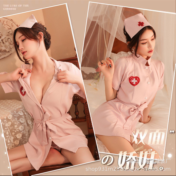 Sexy nurse costume set - tempting role play lingerie skirt outfit for adults