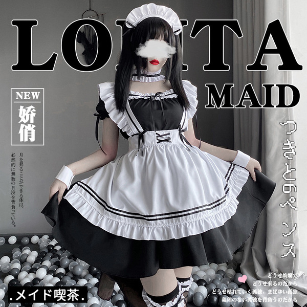 Sexy japanese maid costume with apron, perfect for role play and costume parties