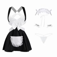 Mannyan Sexy Maid Costume Set - Seductive Split Skirt Role Play Outfit, No-Remove Design for Passionate Play thumbnail