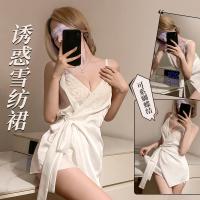 Sexy Lace Sleep Dress for Women – Breathable Ice Silk Sensual Nightwear, Vacuum-Fit Slip Dress for Date Nights & Romance thumbnail
