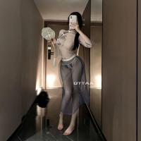 Vintage Chinese-Inspired Lace See-Through Cheongsam Lingerie Set - Seductive Modern Hanfu Costume for Women thumbnail