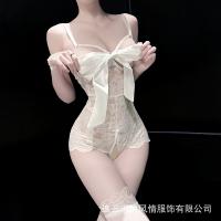 Yue Feng Qing Lingerie for Small Busts - Sexy Push-Up Lace Sheer Open-Crotch Set for Women