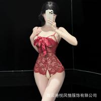 Yue Feng Qing Lingerie for Small Busts - Sexy Push-Up Lace Sheer Open-Crotch Set for Women thumbnail