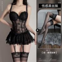 Sexy Lace Bodysuit Set - Sheer Mesh Chemise & Matching Thong, Provocative Lingerie Outfit for Date Night