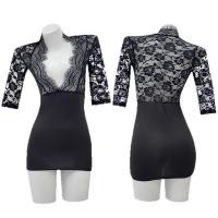 Lace Seductive Nightwear Set for Women – Deep V-Neck Sheer Bodycon Mini Dress, Sexy Costume Style Sleepwear thumbnail