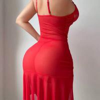 Sexy Lace Sheer Lounge Set for Women –Europe and America-Style Mesh Bodysuit & Pencil Skirt Home Outfit thumbnail