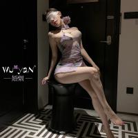 Pure & Seductive Lingerie Set - Modest Yet Sexy Qipao-Style Cosplay Sleepwear with Sheer Mesh Details thumbnail
