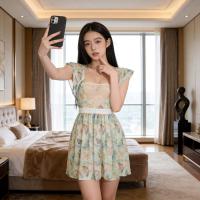 Su Shi Sexy Deep V Floral Lingerie Dress - Sheer Mesh Seductive Nightwear for Women thumbnail