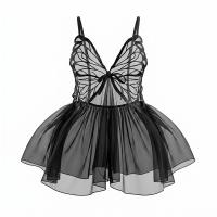 Night-Silk Sensual Lace Sleep Dress with Butterfly Bow – Pure Temptation Satin Slip Nightgown thumbnail