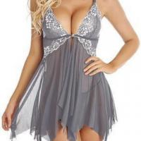 Lace Trim Sheer Mesh Sexy Babydoll Dress – Wholesale Europe and AmericaTrendy Lingerie, Factory Direct thumbnail
